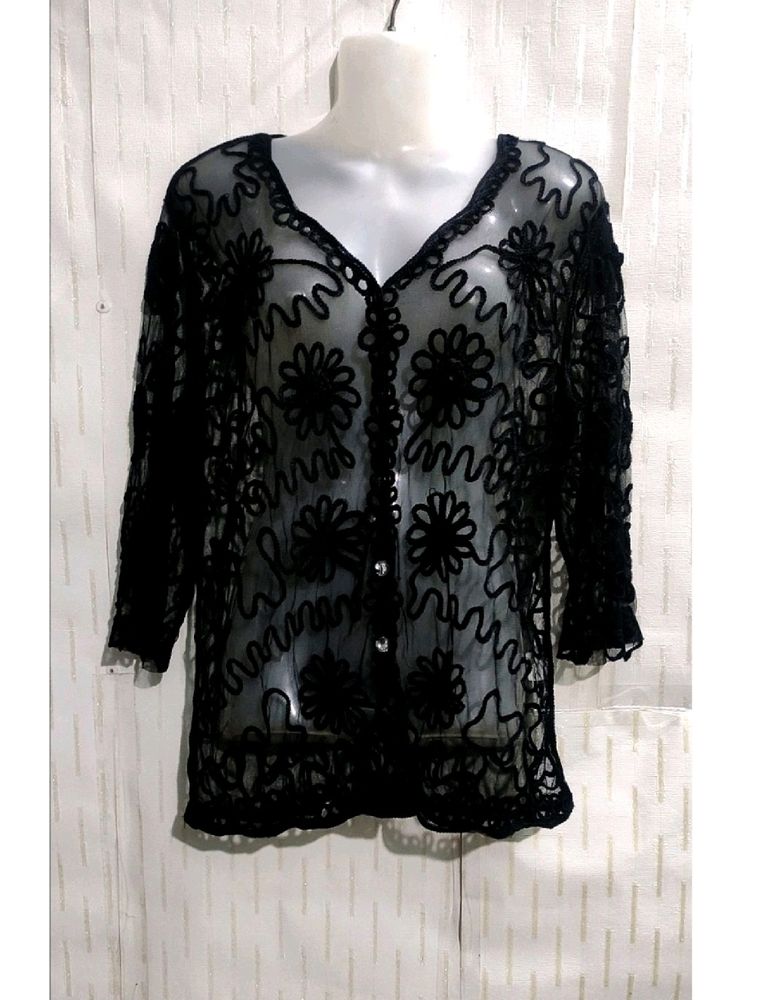 stylish Black transparent  Cardigan 🖤