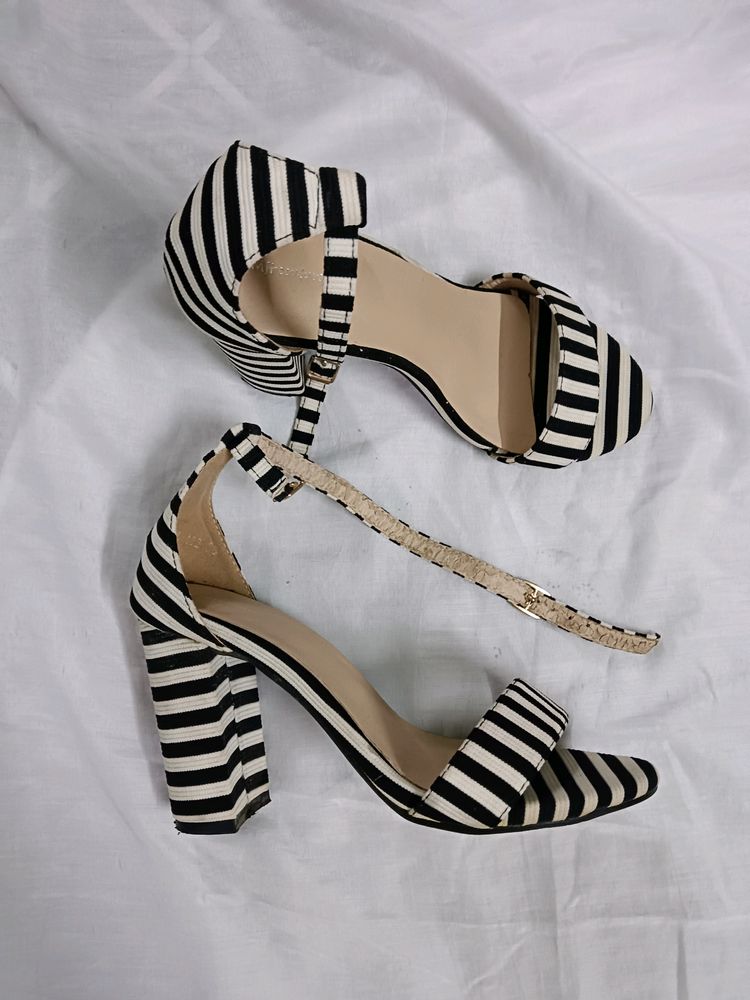 Black And White Heeled Sandals