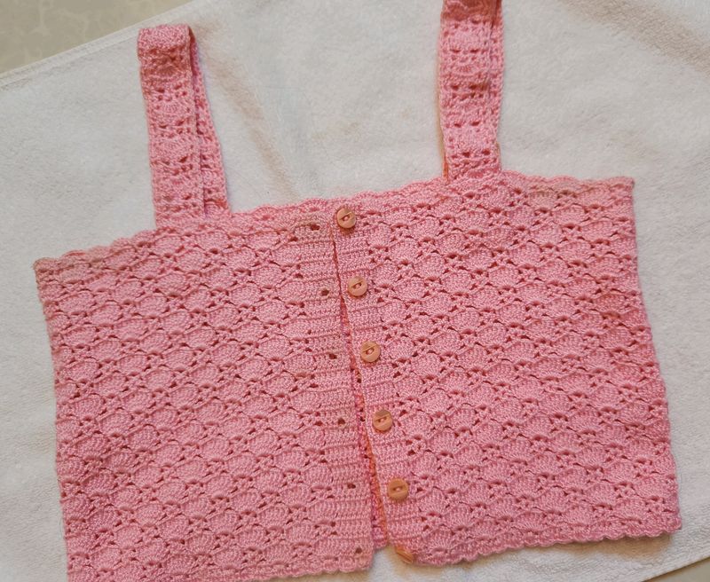 Crochet Crop Top - Pink