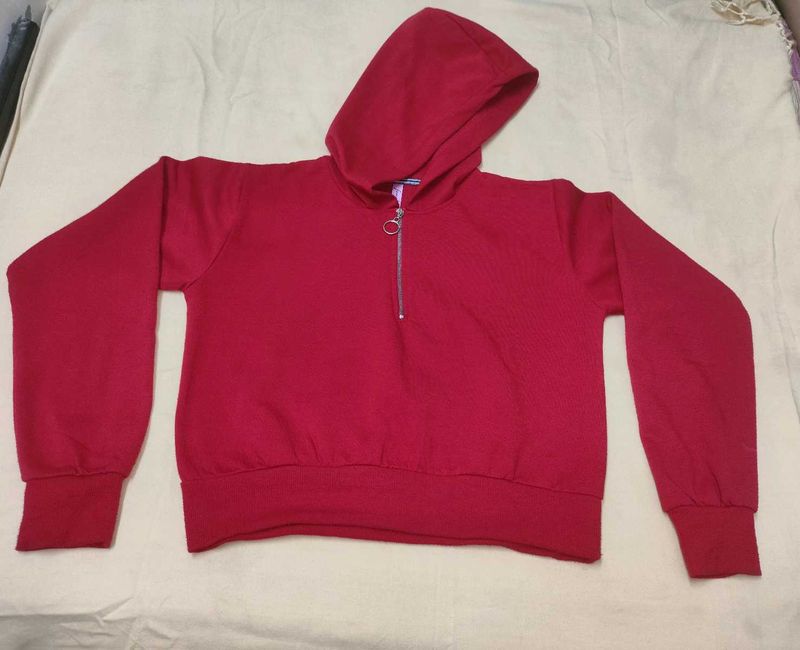 Red Crop Hoodie