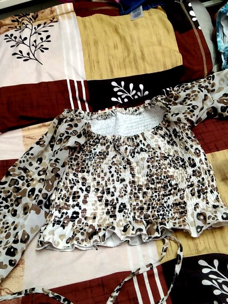 Leopard Print Bardot Top