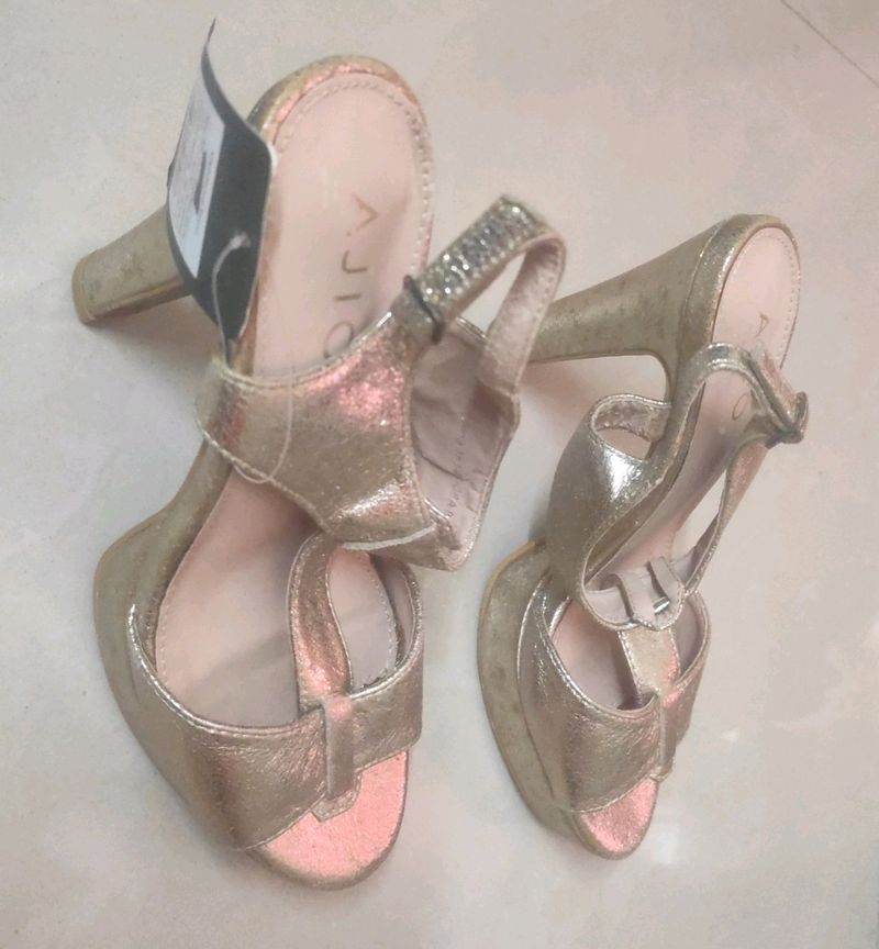 Golden Heeled Sandals - With Tags