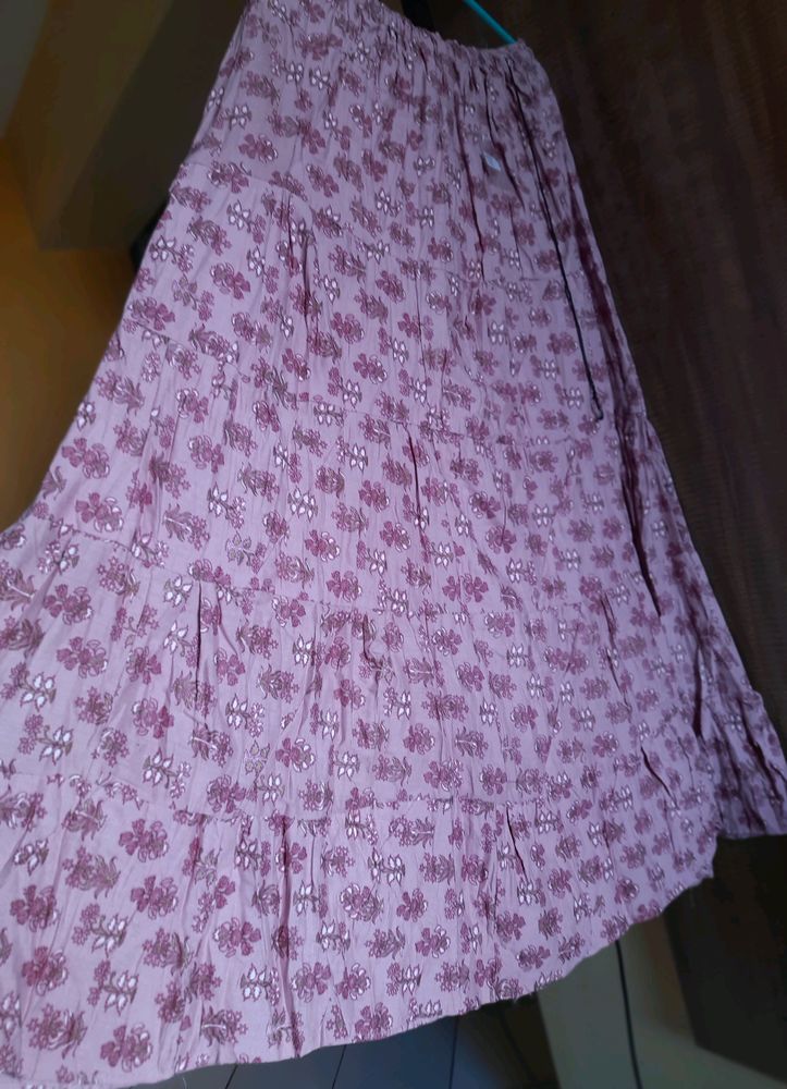 Tiered Skirt Floral Print Full Length