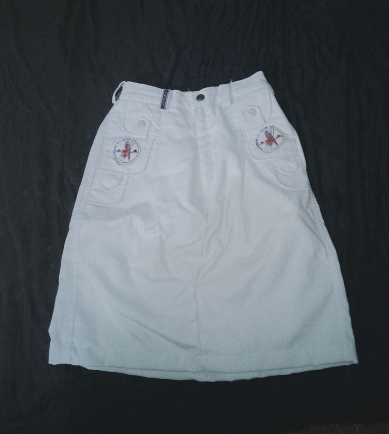 Yk2 white denim Short Skirt