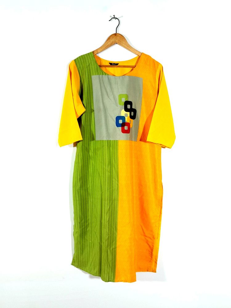 Yellow Printed Kurta (Women's)