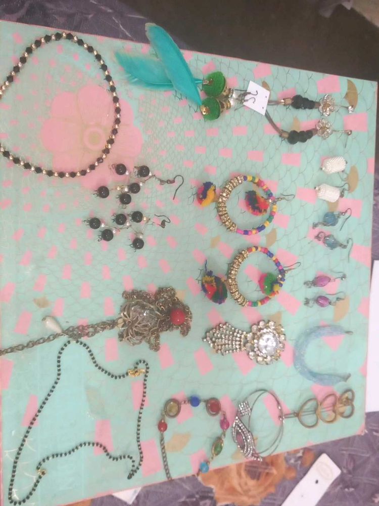 Combo Of Earrings & Many More Jewelry Items