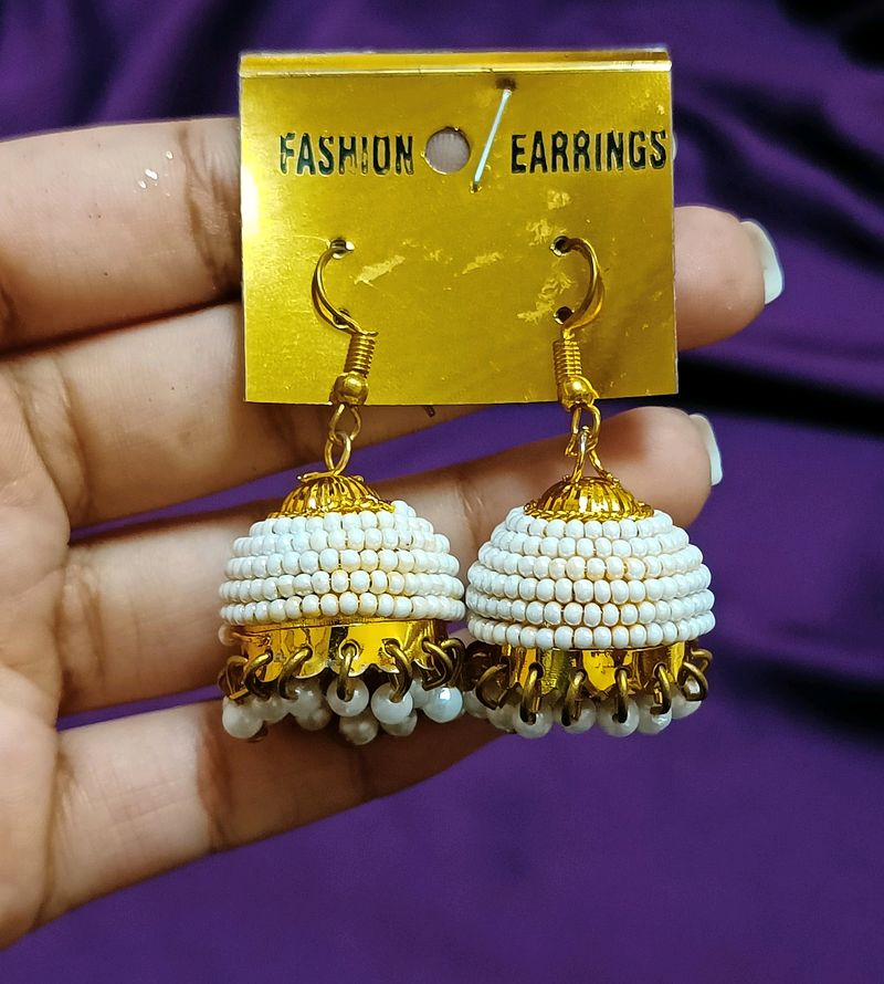 White Jhumka