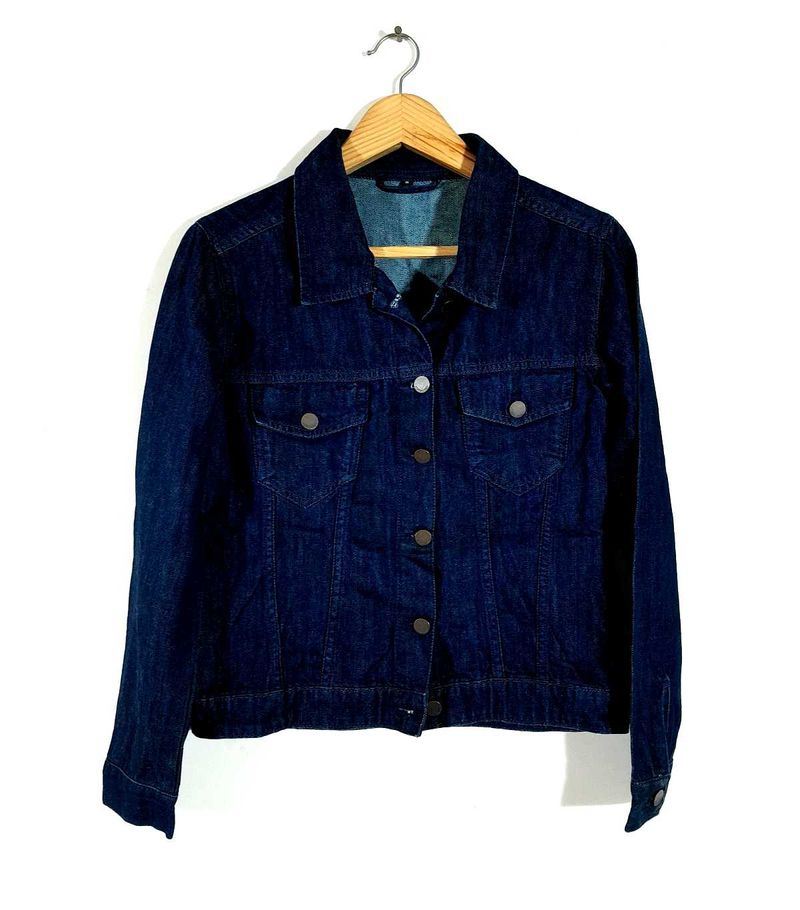 Navy Blue Denim Jacket For Women's