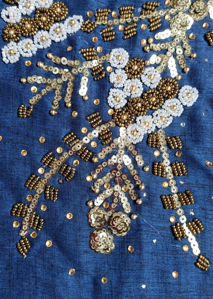 Beads Work Blue Kurta