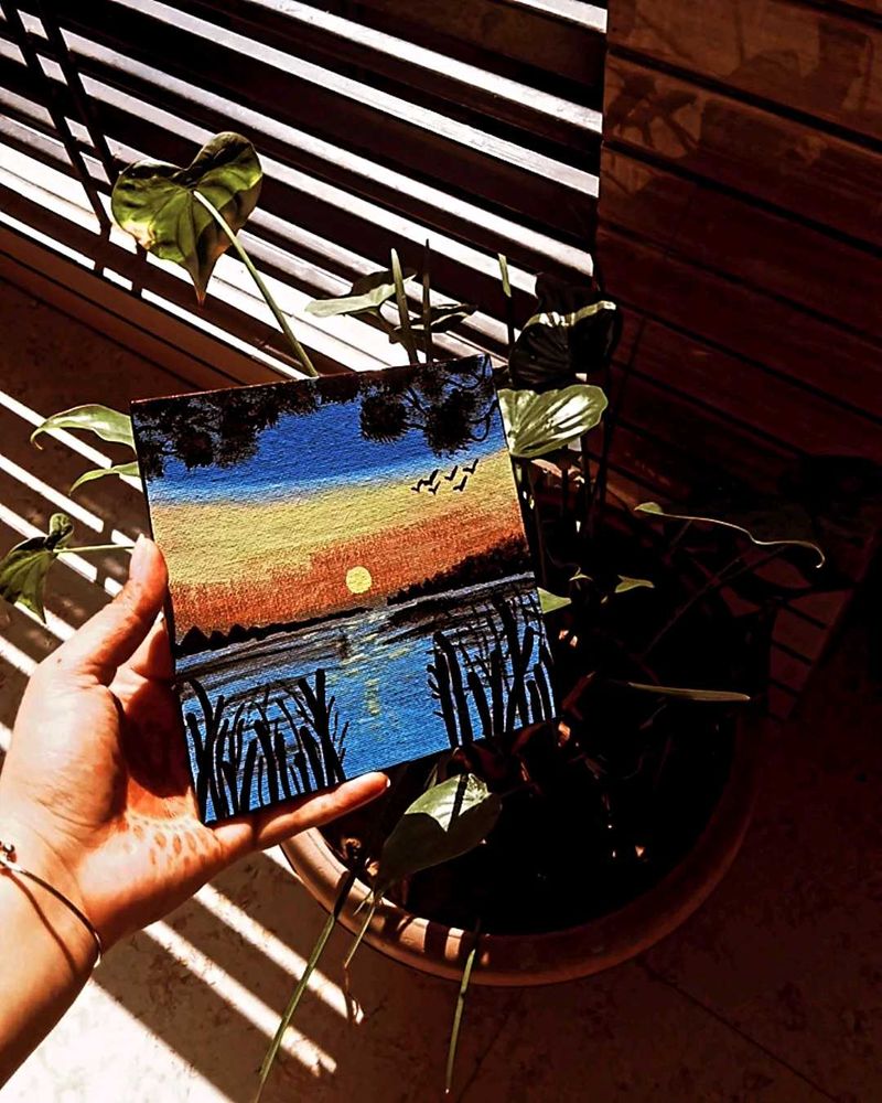 Mini Canvas Sunset Painting