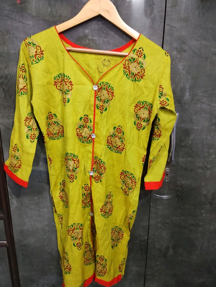 Green Kurta With Oil Print