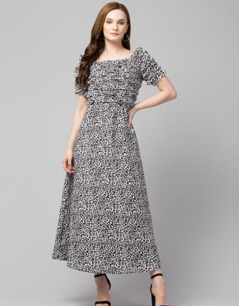 Women Black And White Comfy Partywear Dress