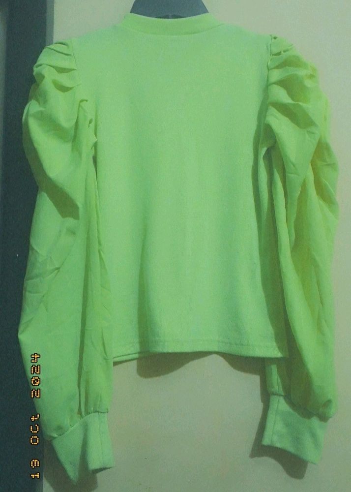 Neon Puffed Sleeves Top