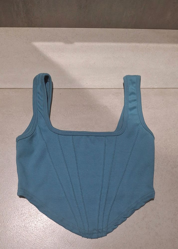 BLUE CORSET TANK TOP