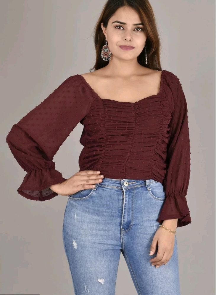 MAUVE SQUARE NECK CROP TOP