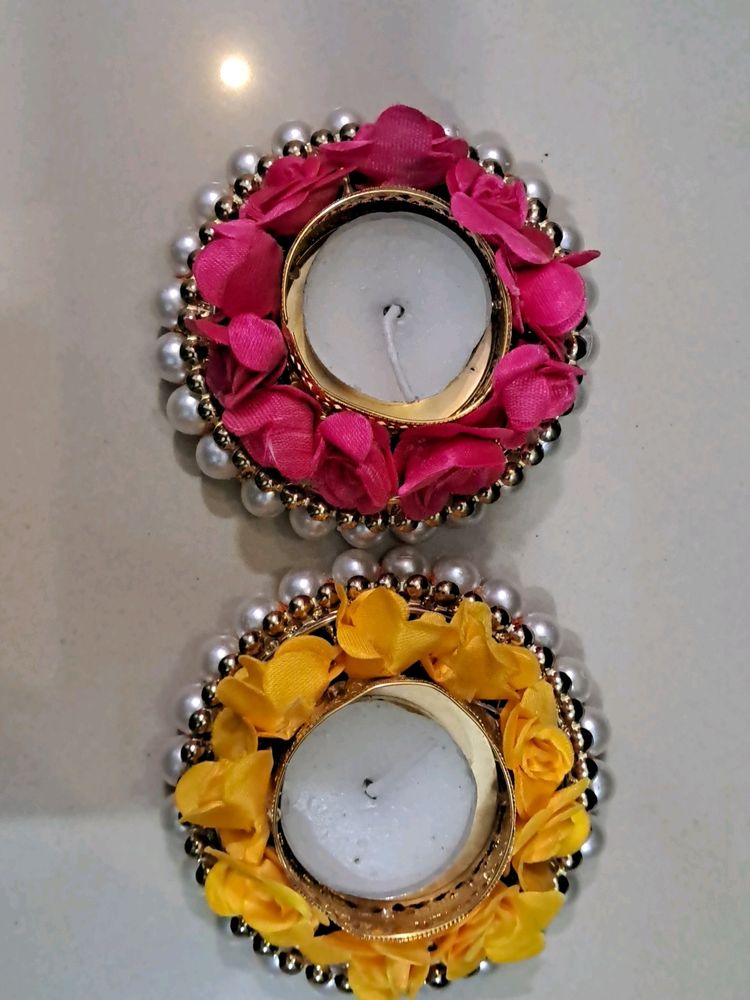 Moti Bangle Flower Tea Light (Pair Of 2)