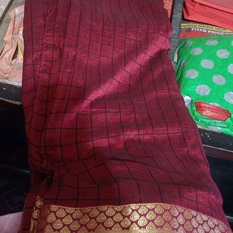 Woman Maroon  Silk Saree