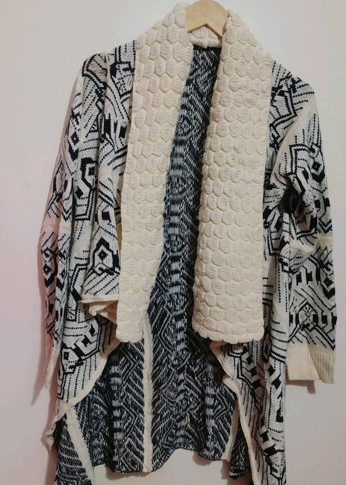 Black & Cream Winter Shrug Bust- 36 to 40.