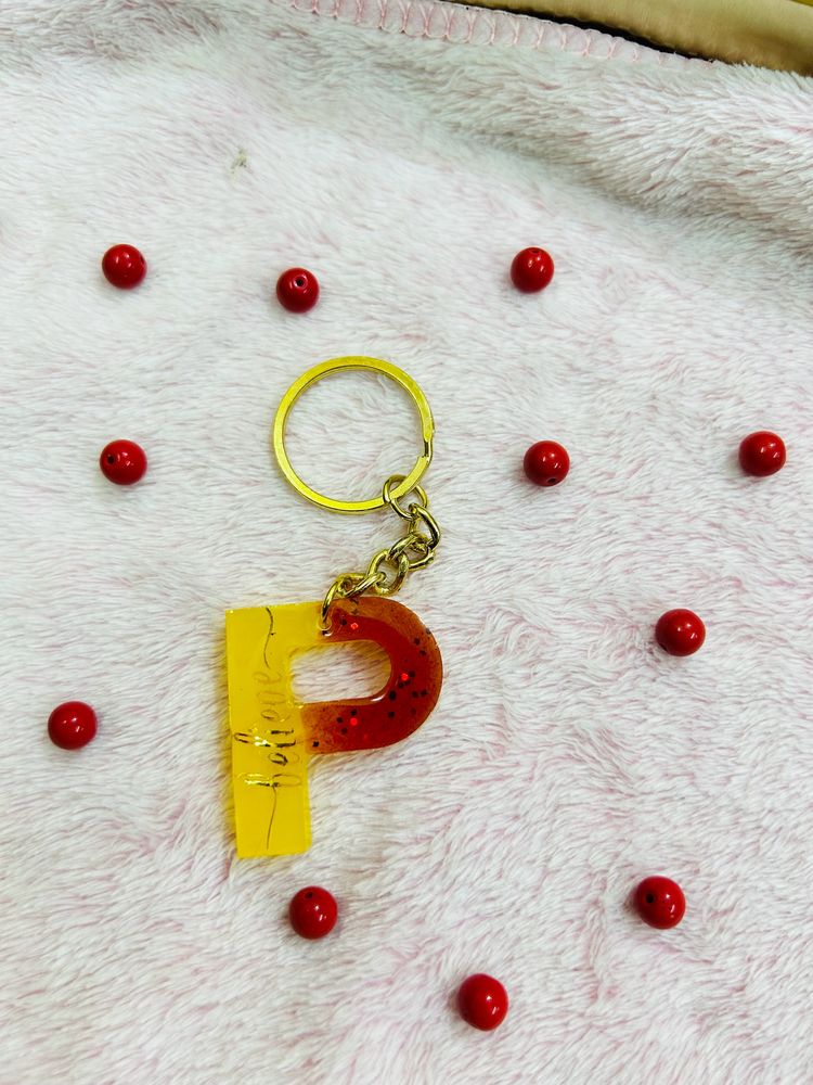 Resin P Letter Keychain