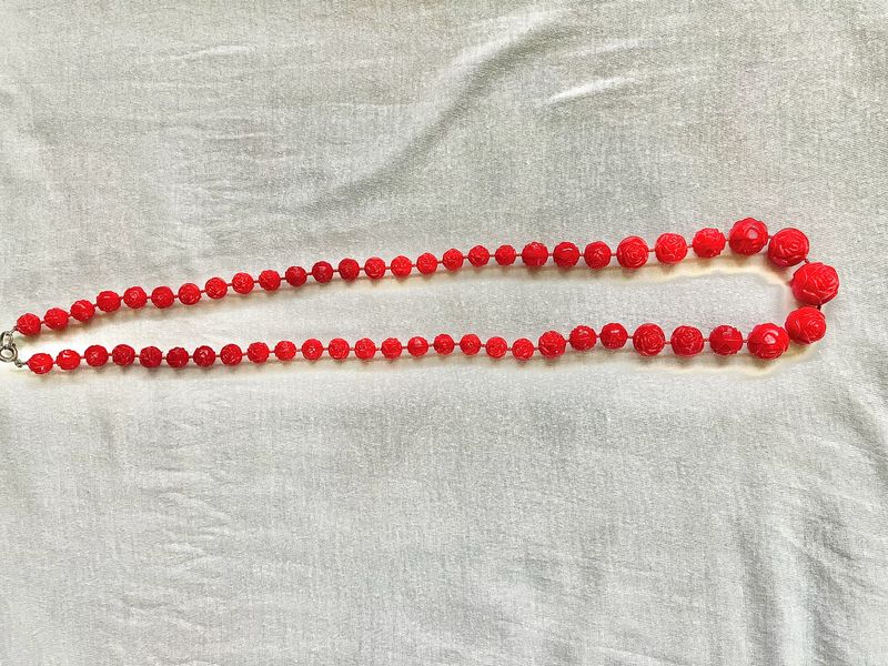 Red Rose Beaded Necklace