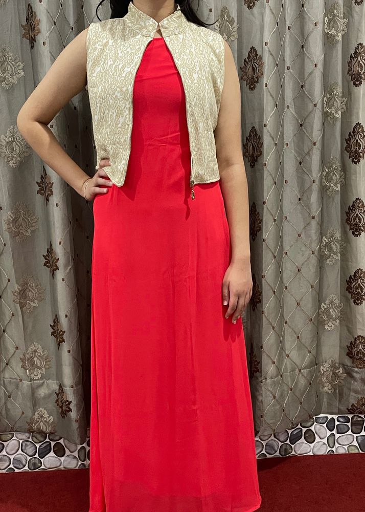 Ethnic Gown With White Jacket ( S-M) Size