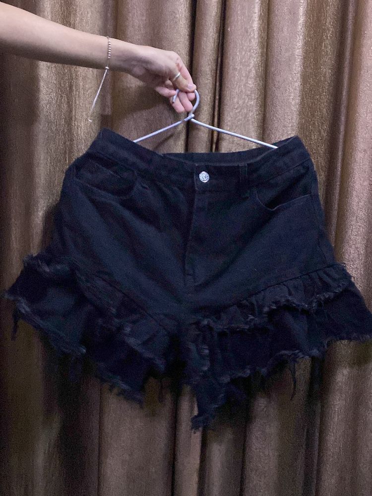 Black Denim Shorts