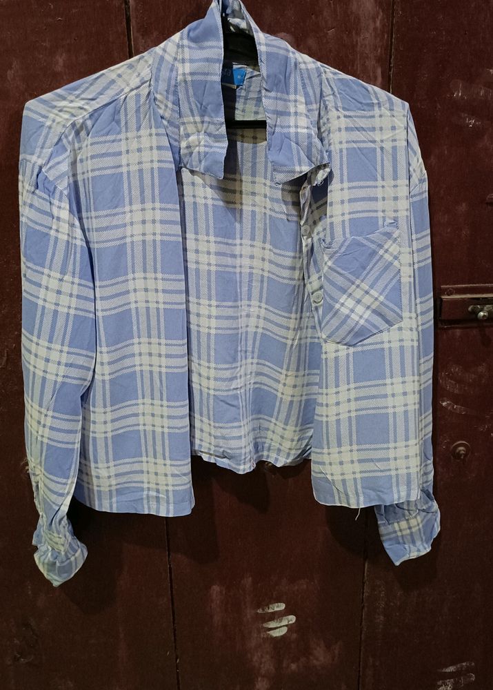 Blue Checked Formal Shirt Women