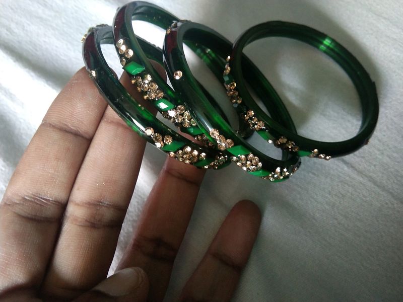 Green Glass Bangles