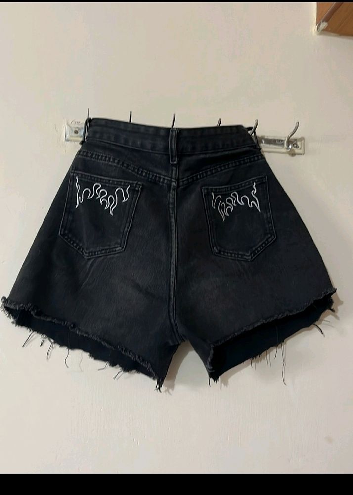 Black Diy Washed Out Shorts