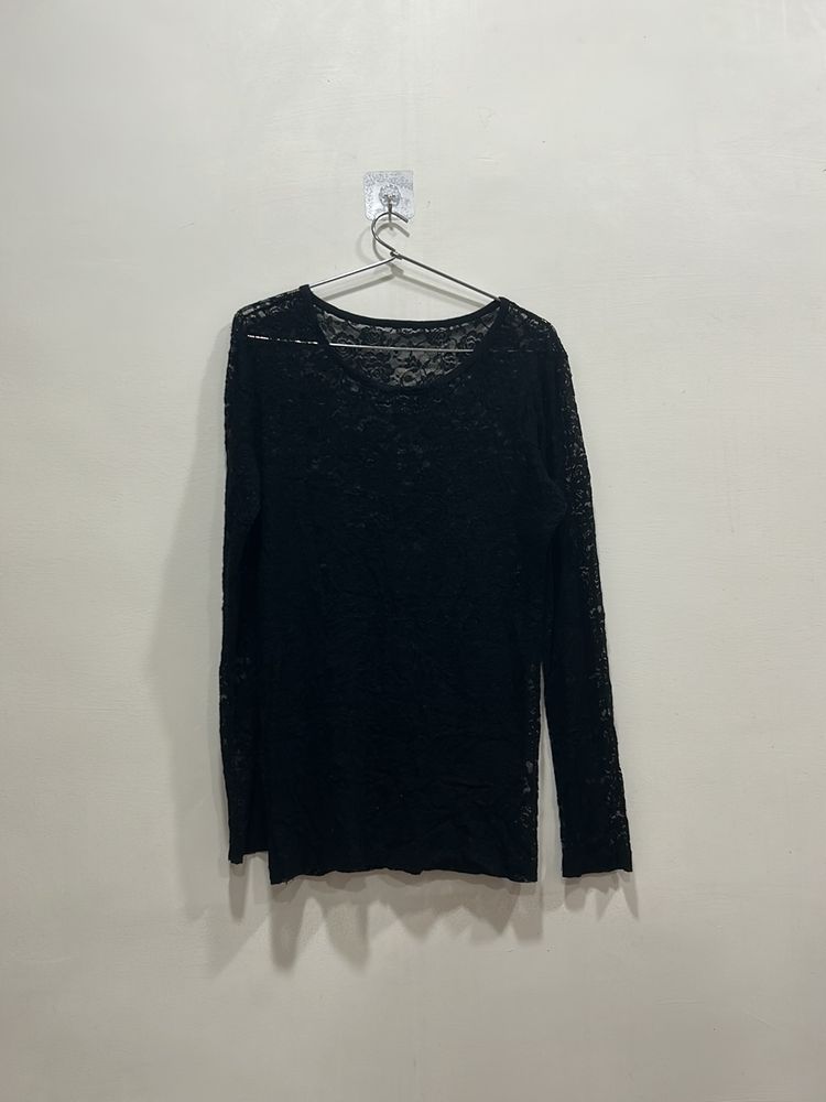 Net Round Neck Top