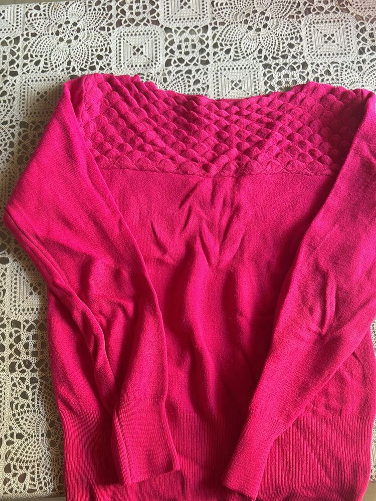 Magenta Woollen Top