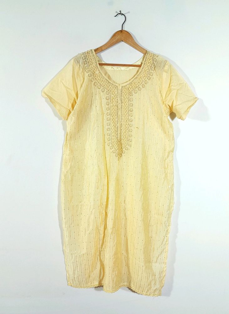 Cream Embellished Kurta (Women's)