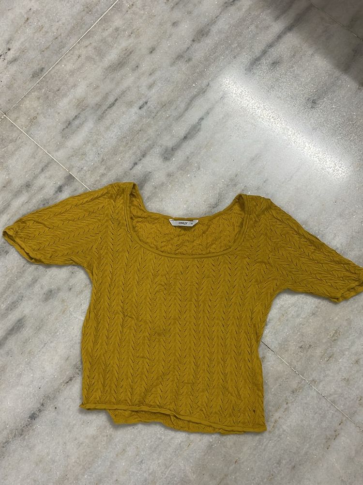 ONLY Mustard Crop top