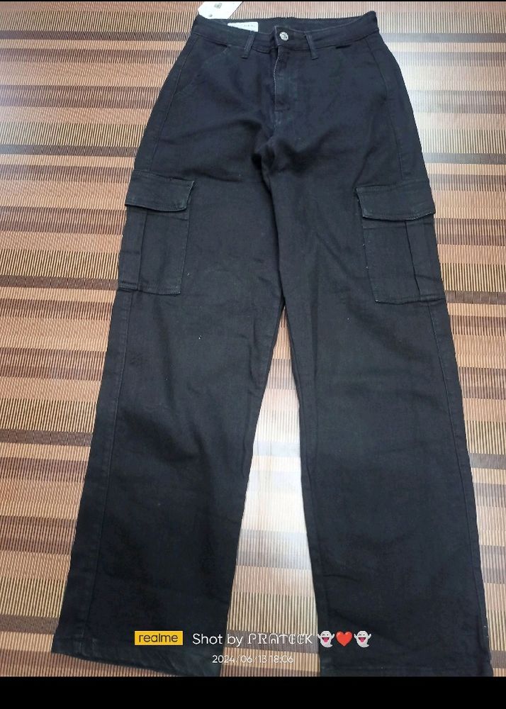 Black Cargo Style Jeans