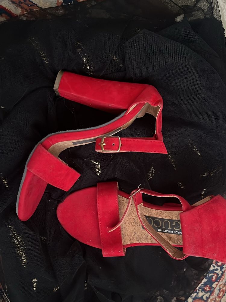 Brand New Red Block Heels