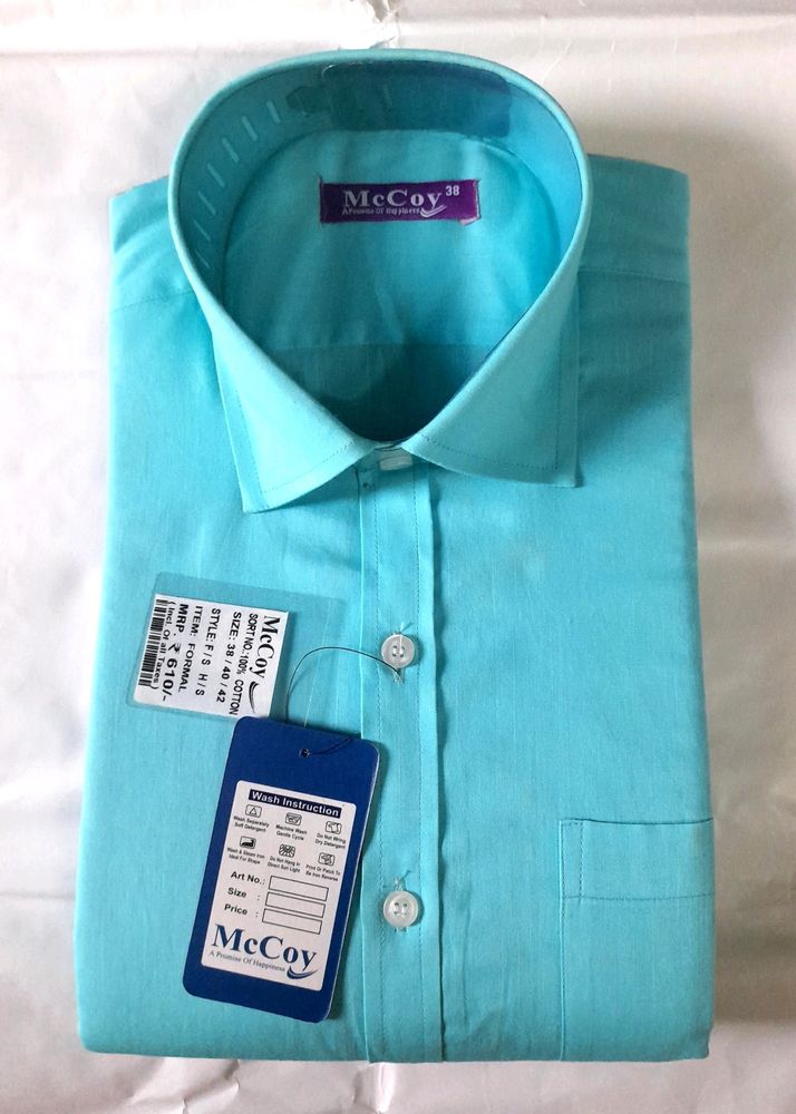 Men Formal Shirt Sky Blue Solid Color Offices Wear