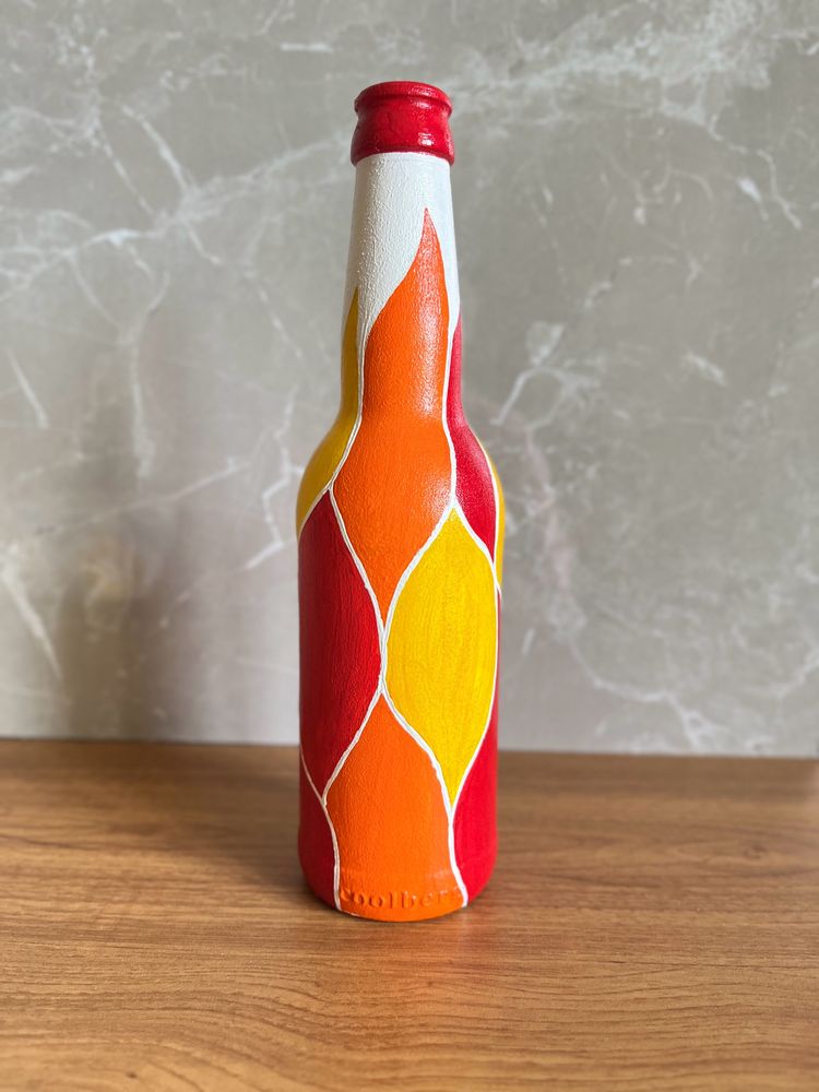 Hand Painted Multicoloured Glass Bottle