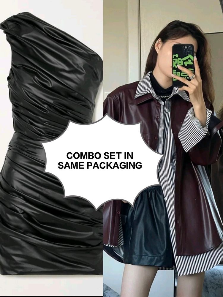 NEWME COMBO Set Leather DRESS And JACKET With Tag