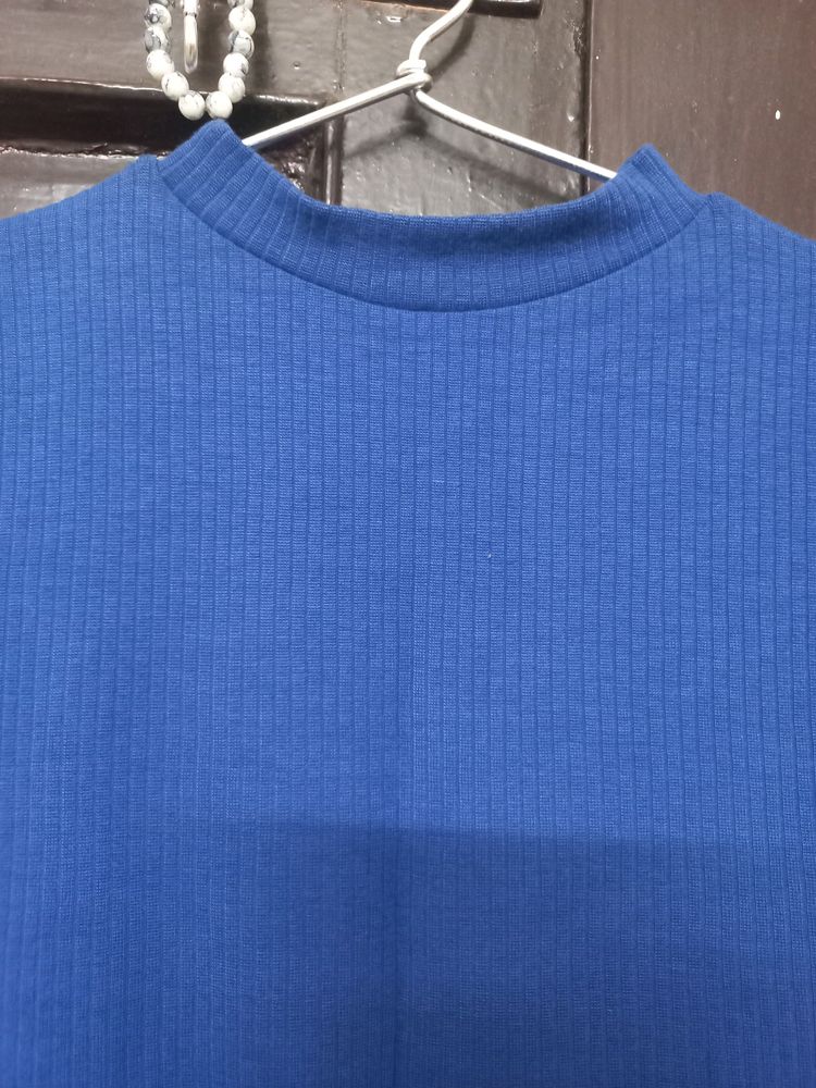 Blue High Neck Top