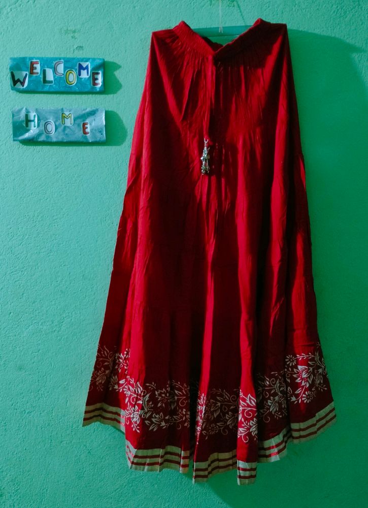 Red Long Skirt For Festival And Wedding