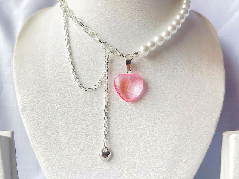 Pink Layered Heart Necklace