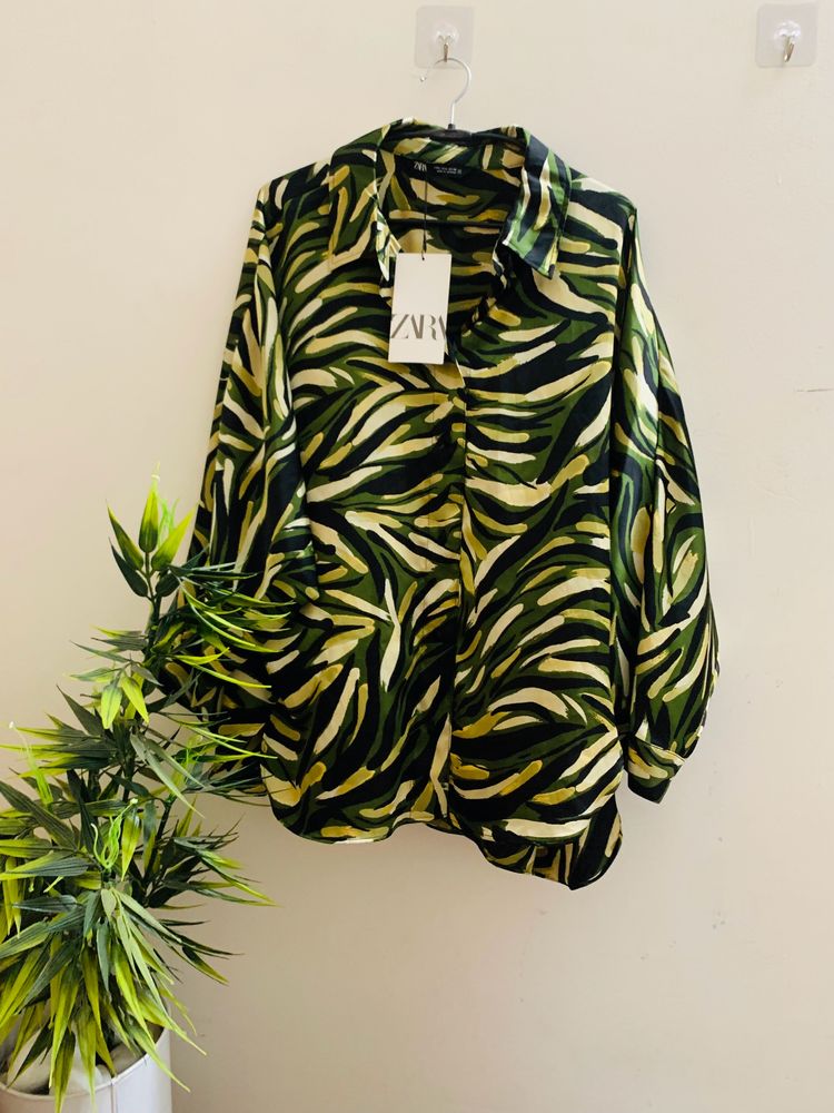 Zara Animal Printed Oversize Shirt