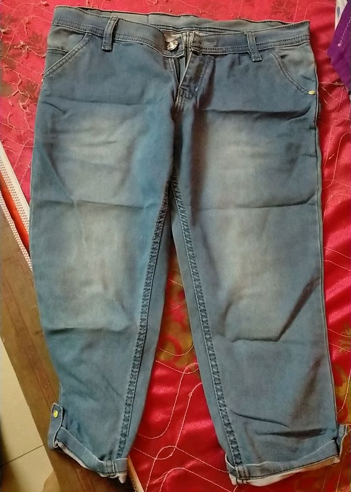 Blue Denim Capri Jeans