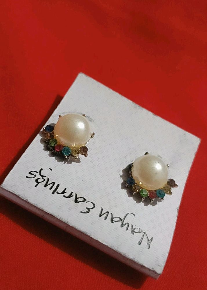 White Stone Earrings 😍