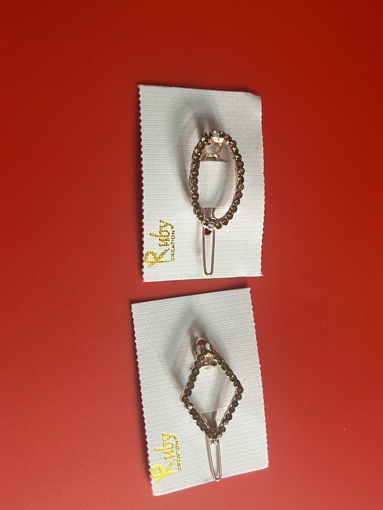 Gold Stone Oval And Diamond Shape Hair Accessories