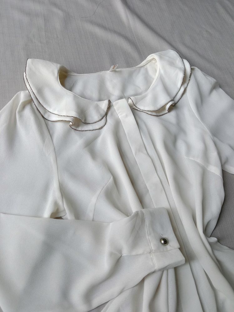 New Korean Shoulder Off-white Cute Shirt