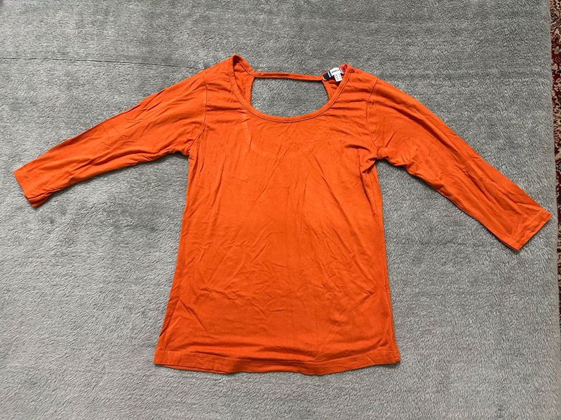 Imported Orange Fitted Top