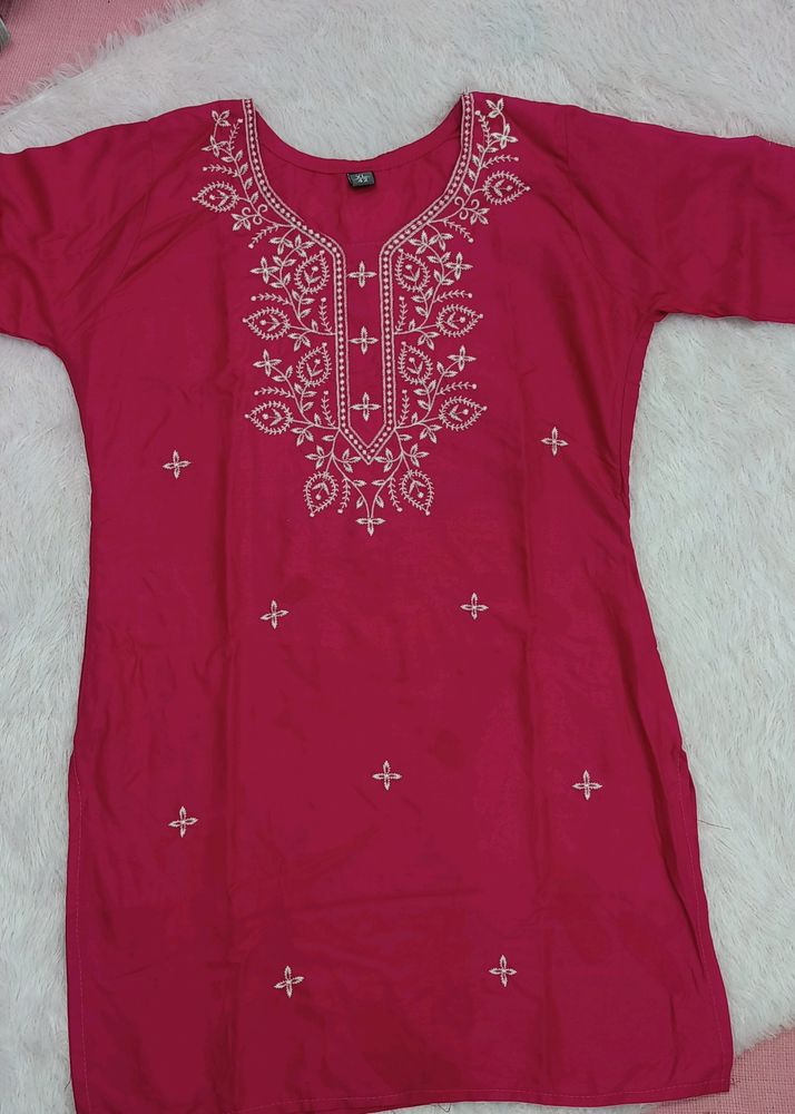 Woman Short Chickenkari Kurti