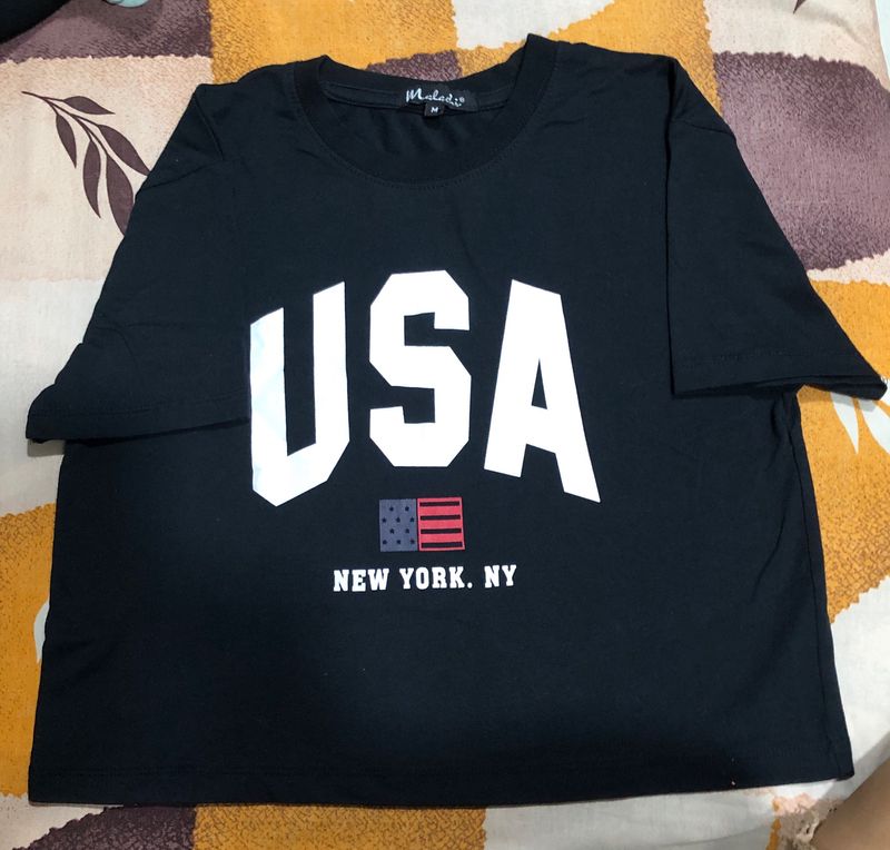 Black USA CROP TOP