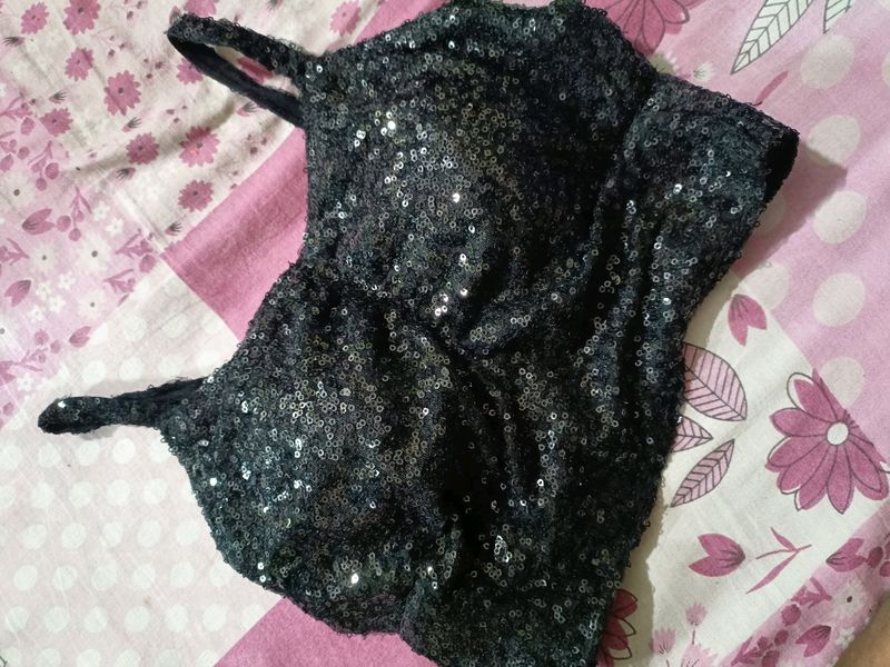 Heavy Sequin Padded Crop Top